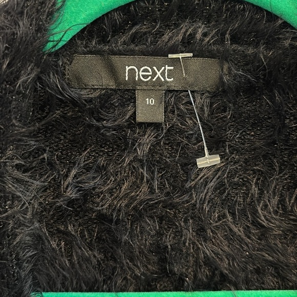 NEXT BRAND BLACK FURRY OPEN SWEATER NO BUTTONS/ZIPPERS..SUPER SOFT.. SUPER COMFY - Picture 3 of 5